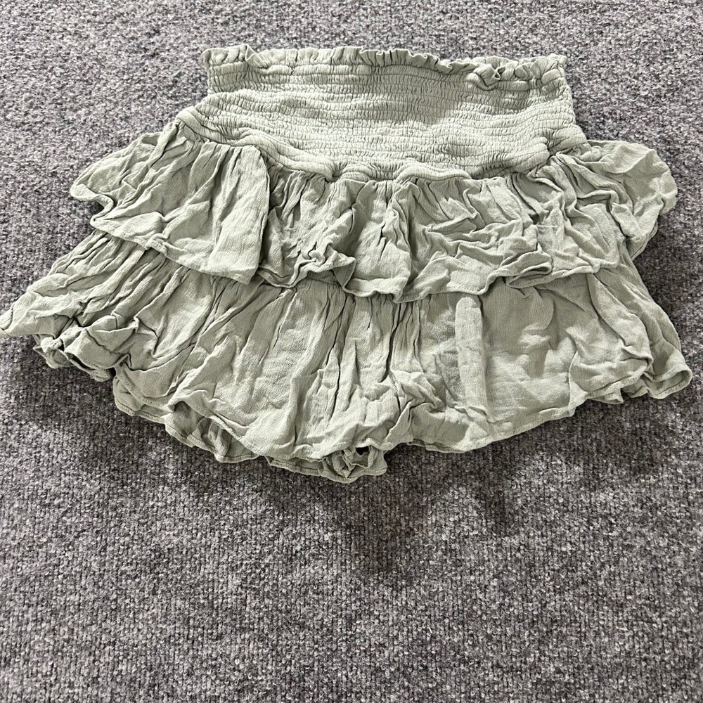 Unbranded Skort Womens Size M Sage Green Smocked Ruffle Tiered Rayon Boho Skirt
